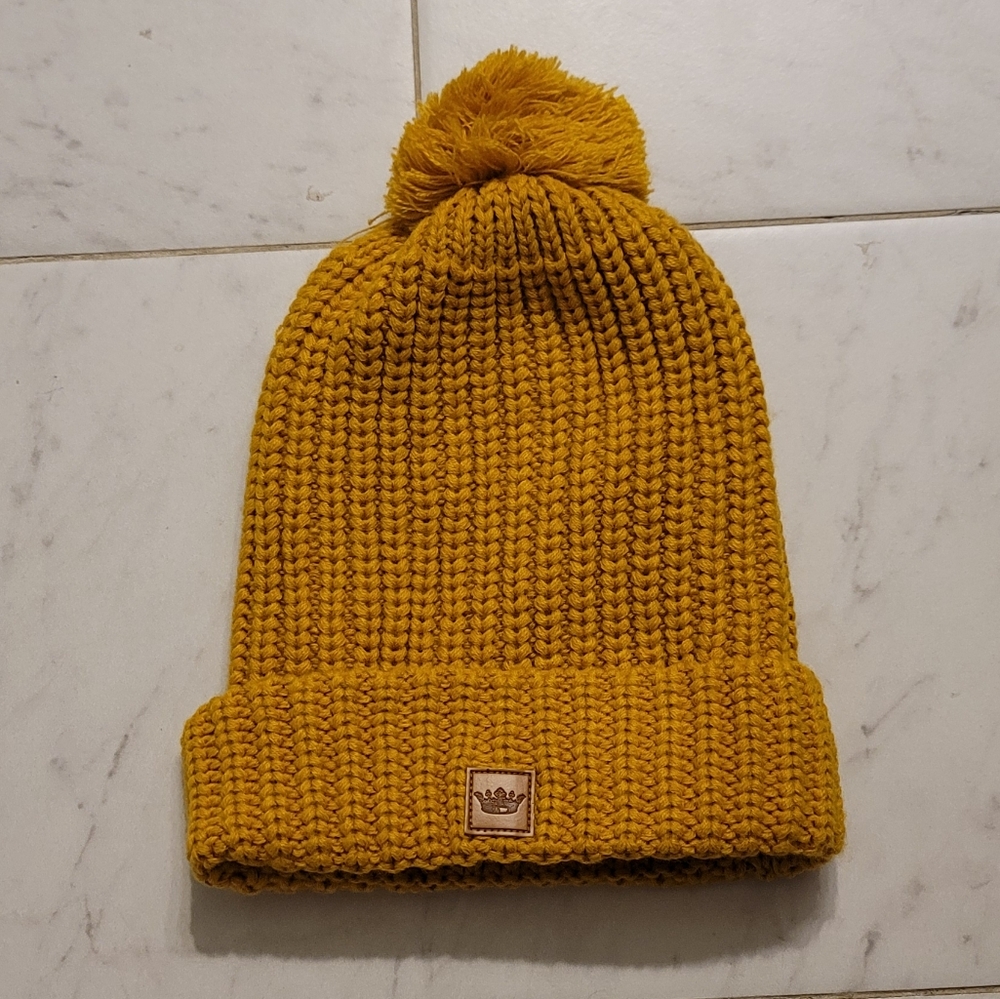 Panache Yellow Beanie with Pom Pom